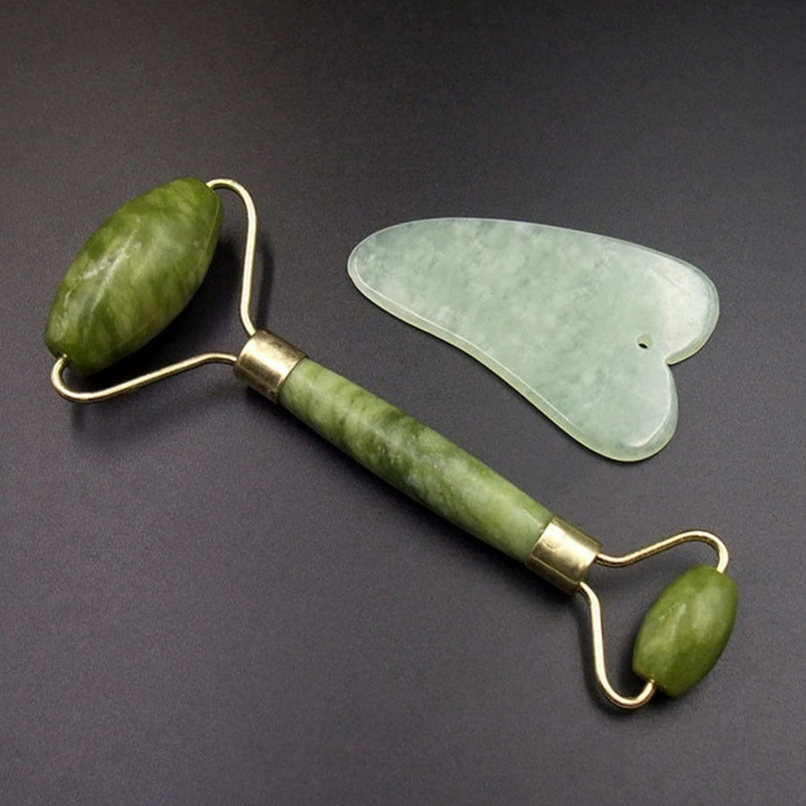 2pcs Facial Massage Jade Roller Face Neck Natural Stone Health Care