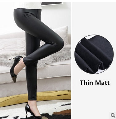 High Waist Leather Leggings for Women