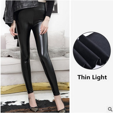 High Waist Leather Leggings for Women