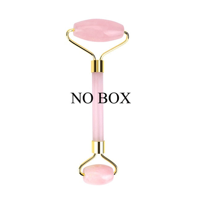 Rose Quartz Roller Slimming Face Massager Lifting Tool
