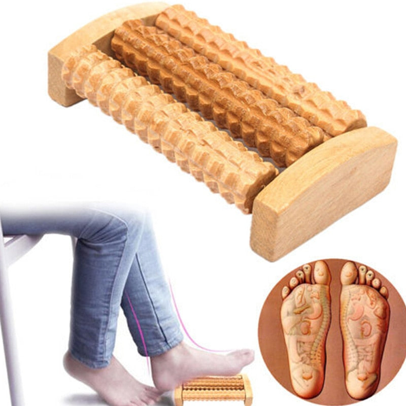 Wood Roller Foot Massager Stress Relief Spa Health Care