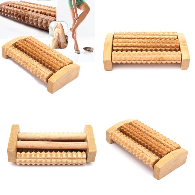 Wood Roller Foot Massager Stress Relief Spa Health Care