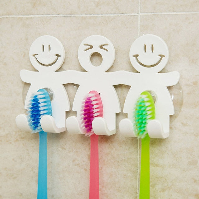 Cute Cartoon Bathroom Kitchen Smiling Face Toothbrush Towel Storage Rack